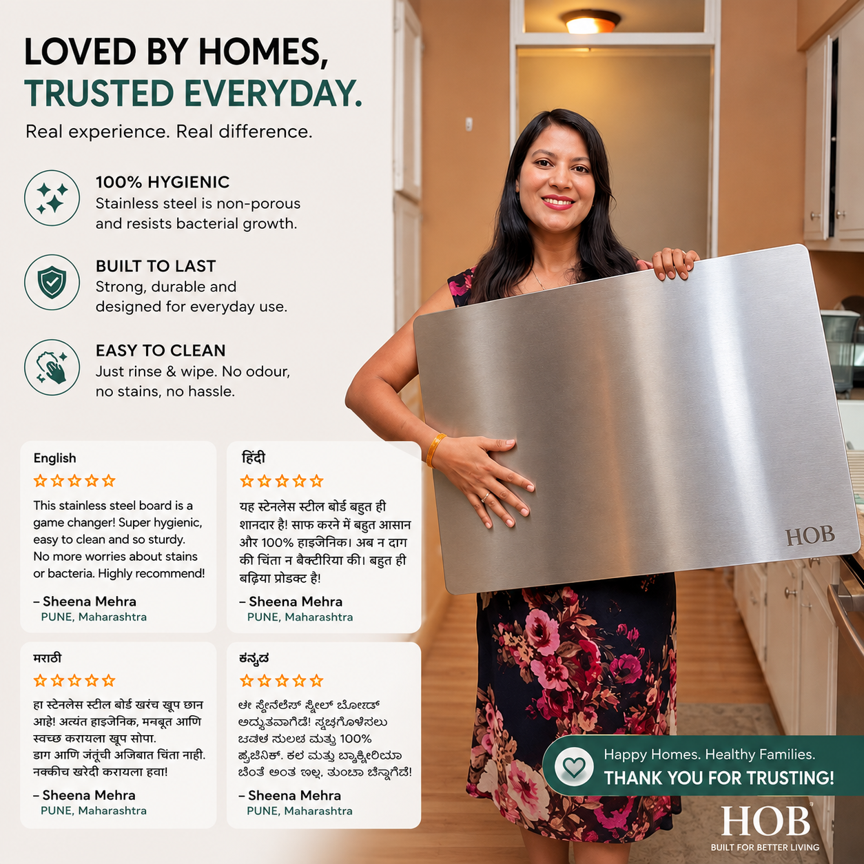 HOB™ Anti-Microbial Counter Guard & Prep Board